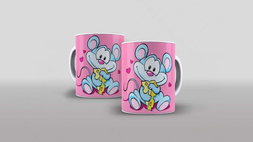 ARTE PARA CANECA DE RATINHO FOFINHO COMENDO QUEIJO-5372