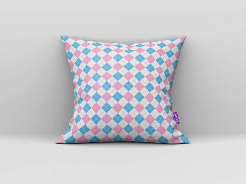 ARTE PARA ALMOFADA XADREZ AZUL E ROSA - KIT PEPPA PIG PAPEL DIGITAL-5438