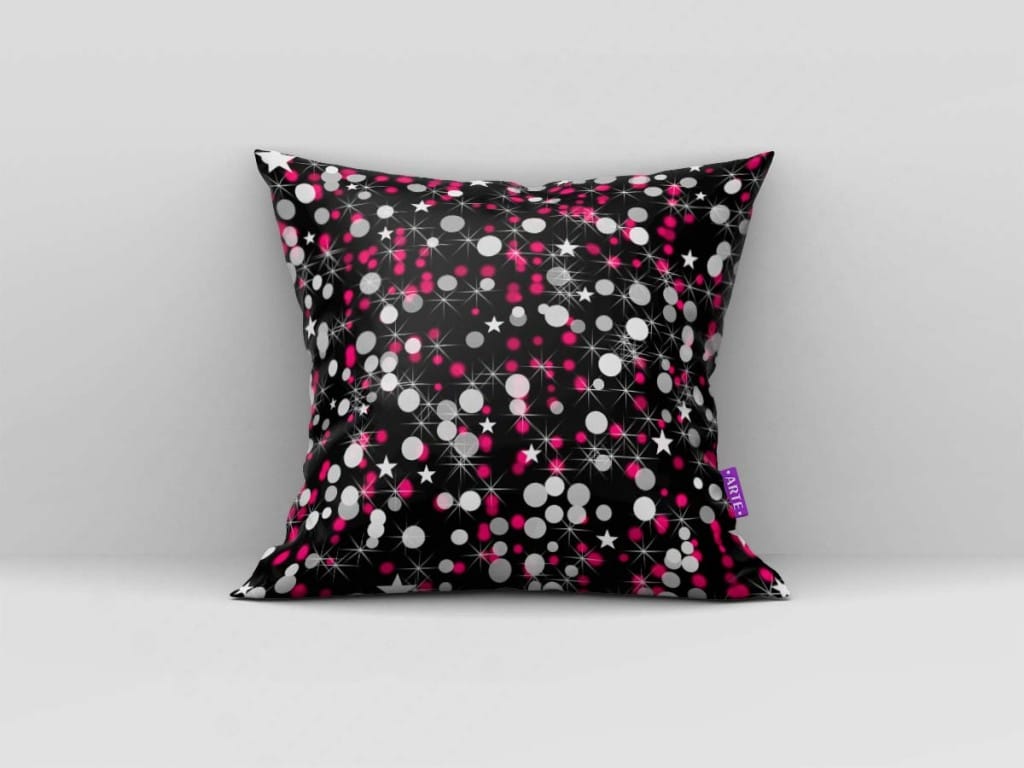 ARTE PARA ALMOFADA DE ESTRELAS E LUZES - KIT ROSA BRANCO PRETO PAPEL MÁGICO-5455