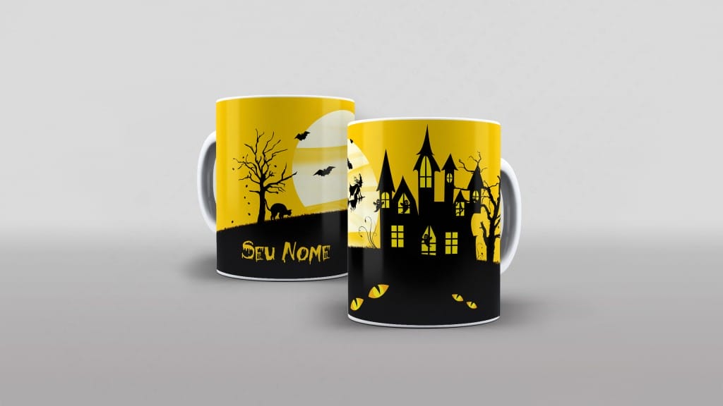 ARTE PARA CANECA HALLOWEEN DIA DAS BRUXAS COM NOME FANTASMA GATO PRETO-5554