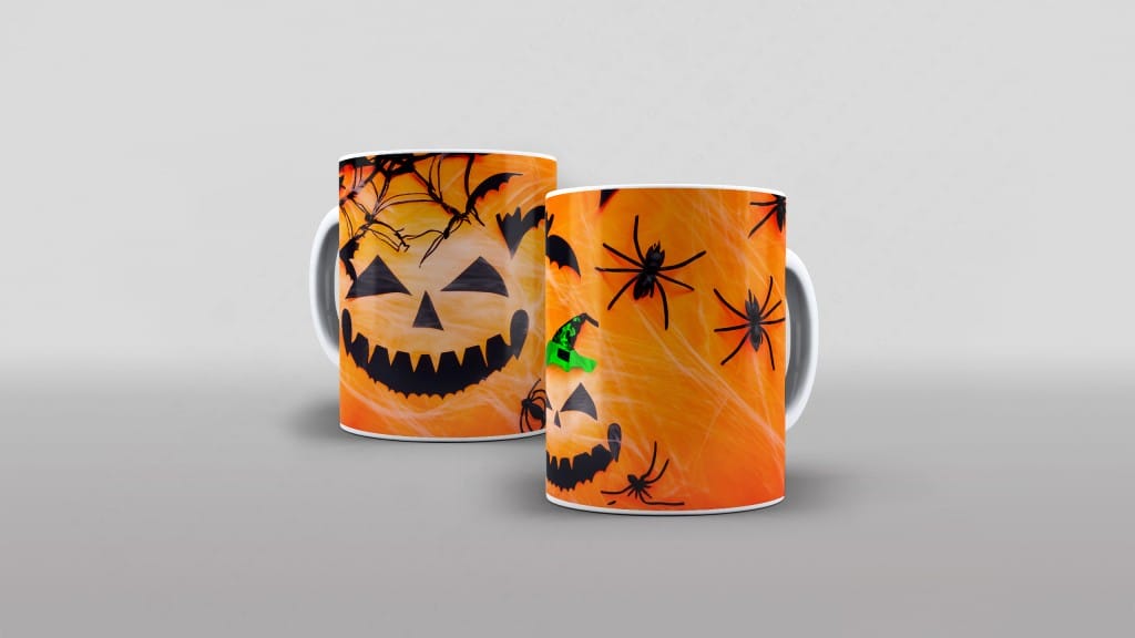 ARTE PARA CANECA HALLOWEEN ARANHAS ABOBORA DO TERROR-5556