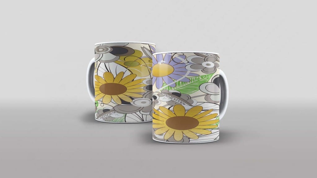 ARTE PARA CANECA DE GIRASSOL ABSTRATA-5577