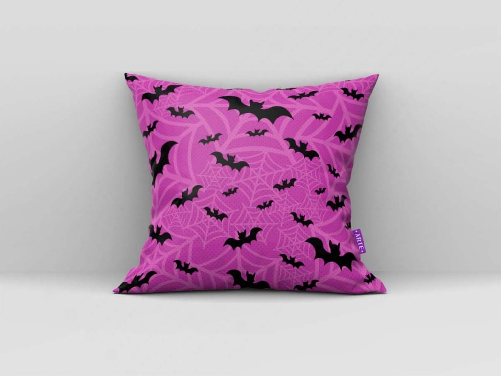 ARTE PARA ALMOFADA DE TEIAS DE ARANHA E MORCEGOS - KIT VAMPIRINA PAPEL MÁGICO-5823