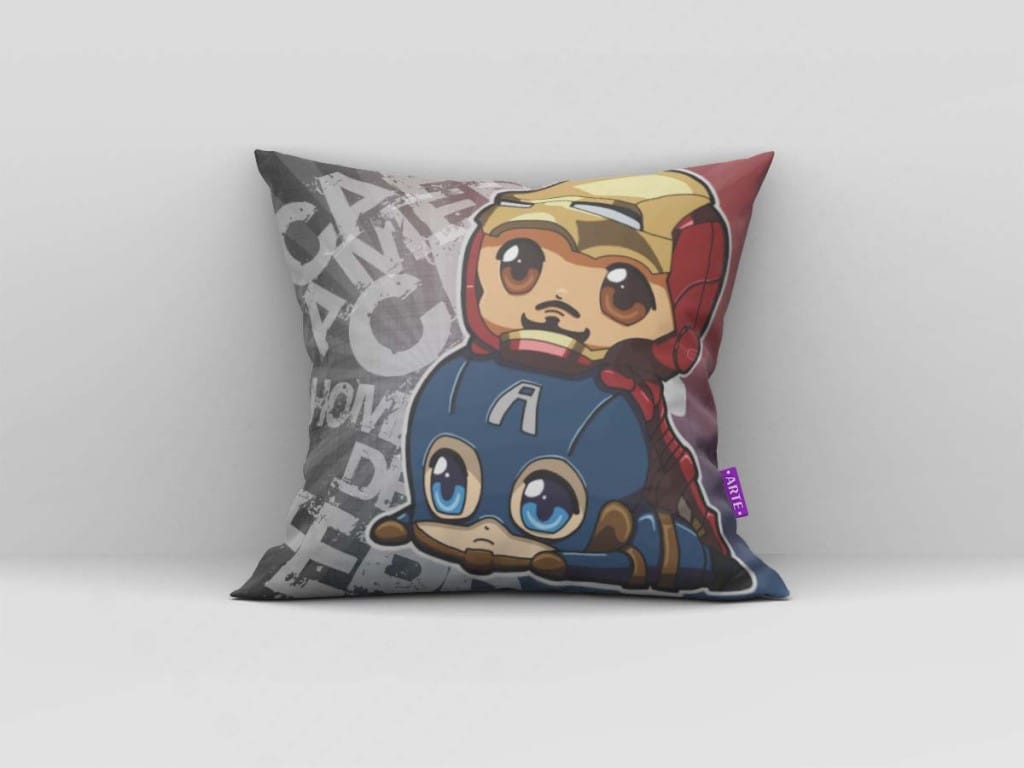 ARTE PARA ALMOFADA DO CAPITÃO AMÉRICA E HOMEM DE FERRO - KIT SUPER HERÓIS-5849