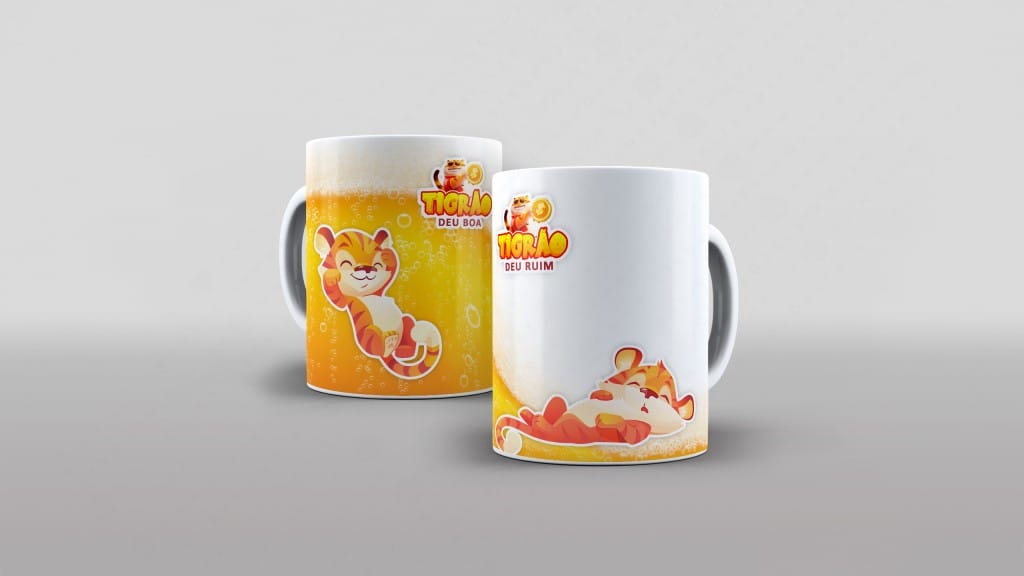 ARTE TIGRÃO DEU BOA TIGRÃO DEU RUIM TIGRINHO- ESTAMPA PARA CANECA-6015