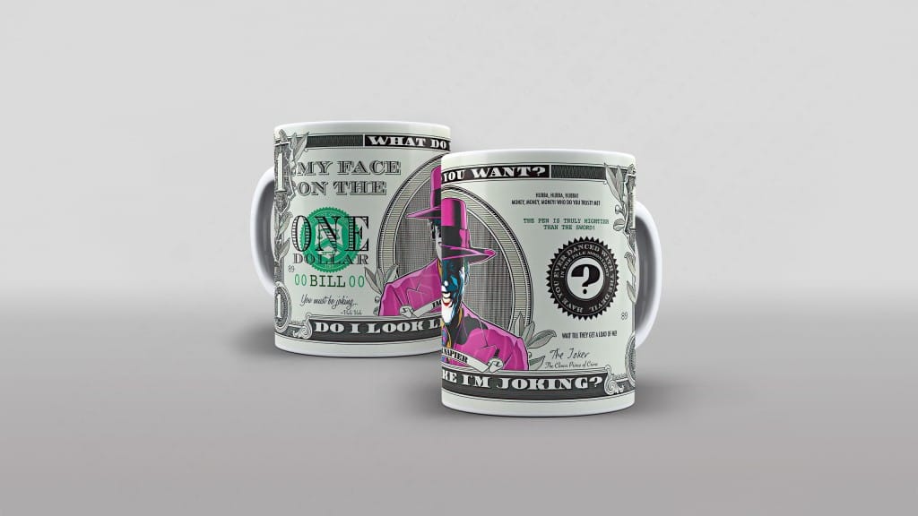 Arte personagem coringa dolar dinheiro one para caneca-6020