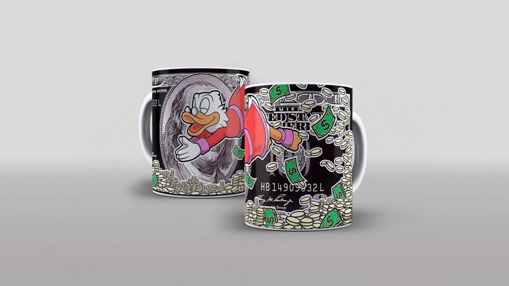 ARTE TIO PATINHAS MONEY DINHEIRO CEM DOLAR PARA CANECA CLUBE DAS ESTAMPAS-6021