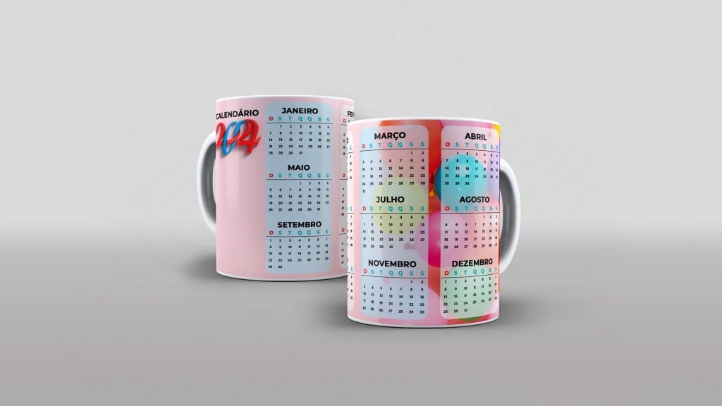 ARTE CALENDÁRIO 2024 BALÕES PARA CANECA - CLUBE DAS ESTAMPAS 3-6030
