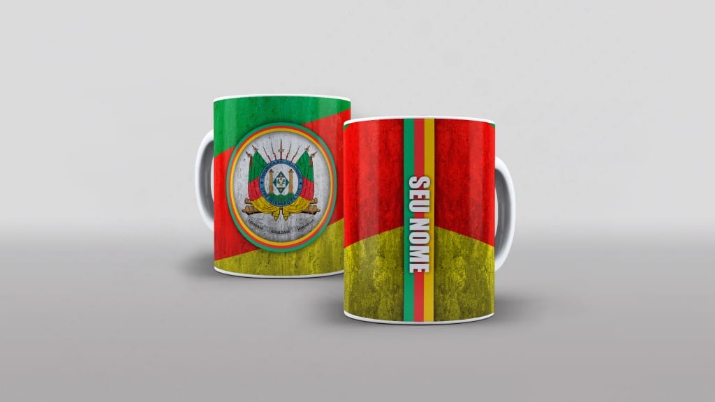 Arte bandeira rio grande do sul RS pintada na parede com faixa com nome para caneca clube d-6090