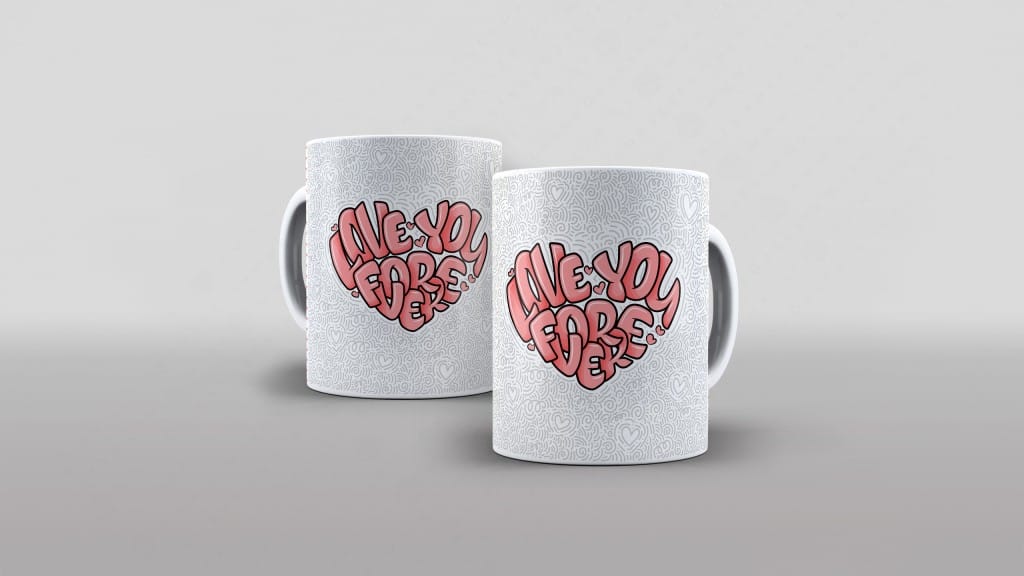 Arte Love You Forever para caneca-6100