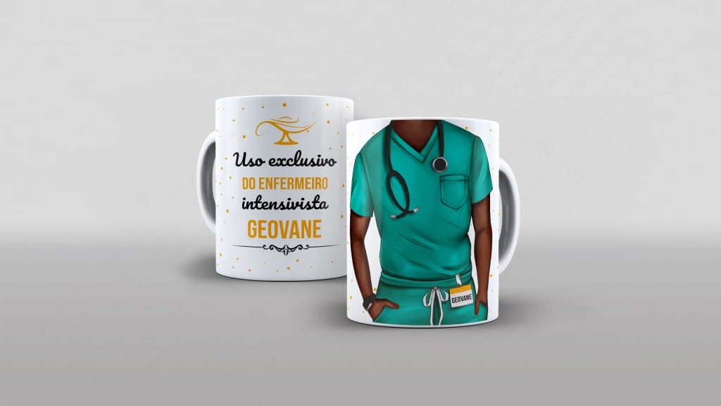 Arte uso exclusivo do enfermeiro intensivista com nome para caneca-6105