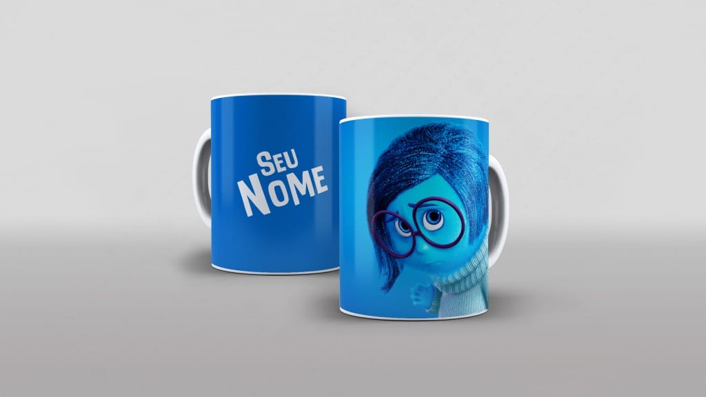 Arte divertidamente 2 Tristeza com nome para caneca clube das estampas-6122
