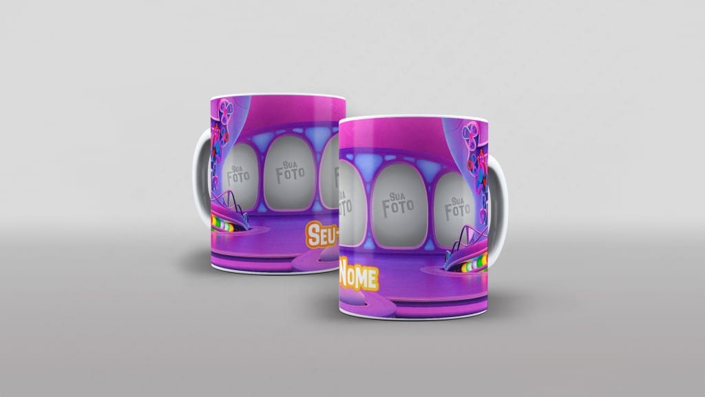 Arte divertida-mente 2 dois com 5 fotos com nome para caneca-6129