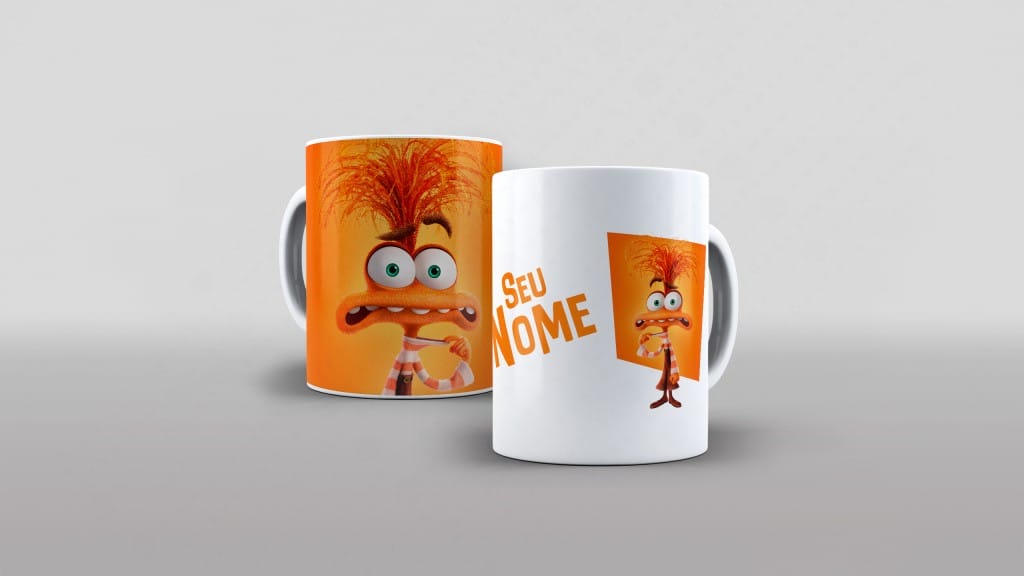 Arte divertida mente 2 dois ansiedade com nome para caneca-6140