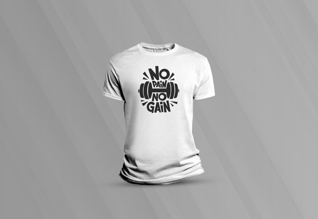 Arte no pain no gain pra camiseta-6208