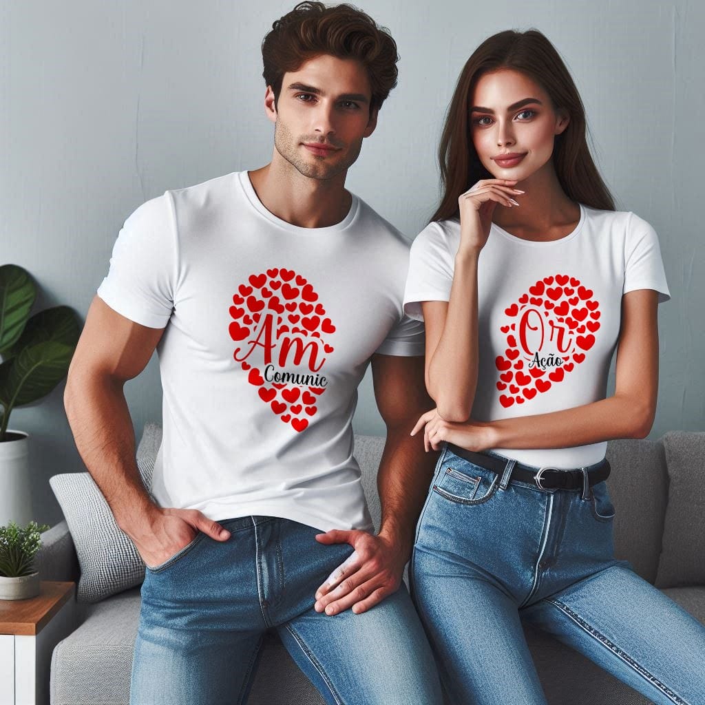 Arte casal amor comunicaçao am comunic or açao para camiseta-6210
