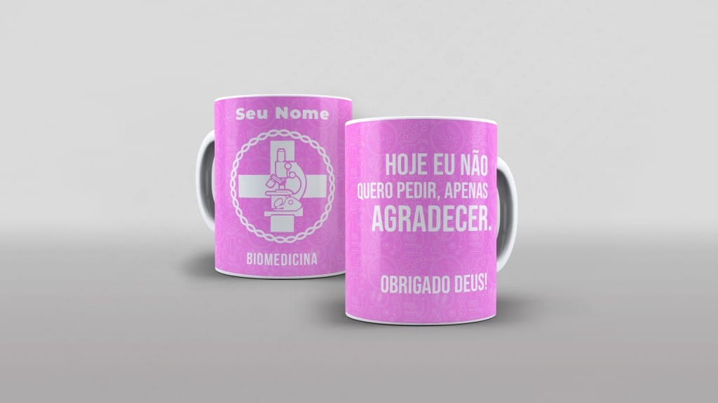Arte BioMedicina rosa com nome e frase  hoje eu nao quero pedir apenas agradecer obrigado d-6212