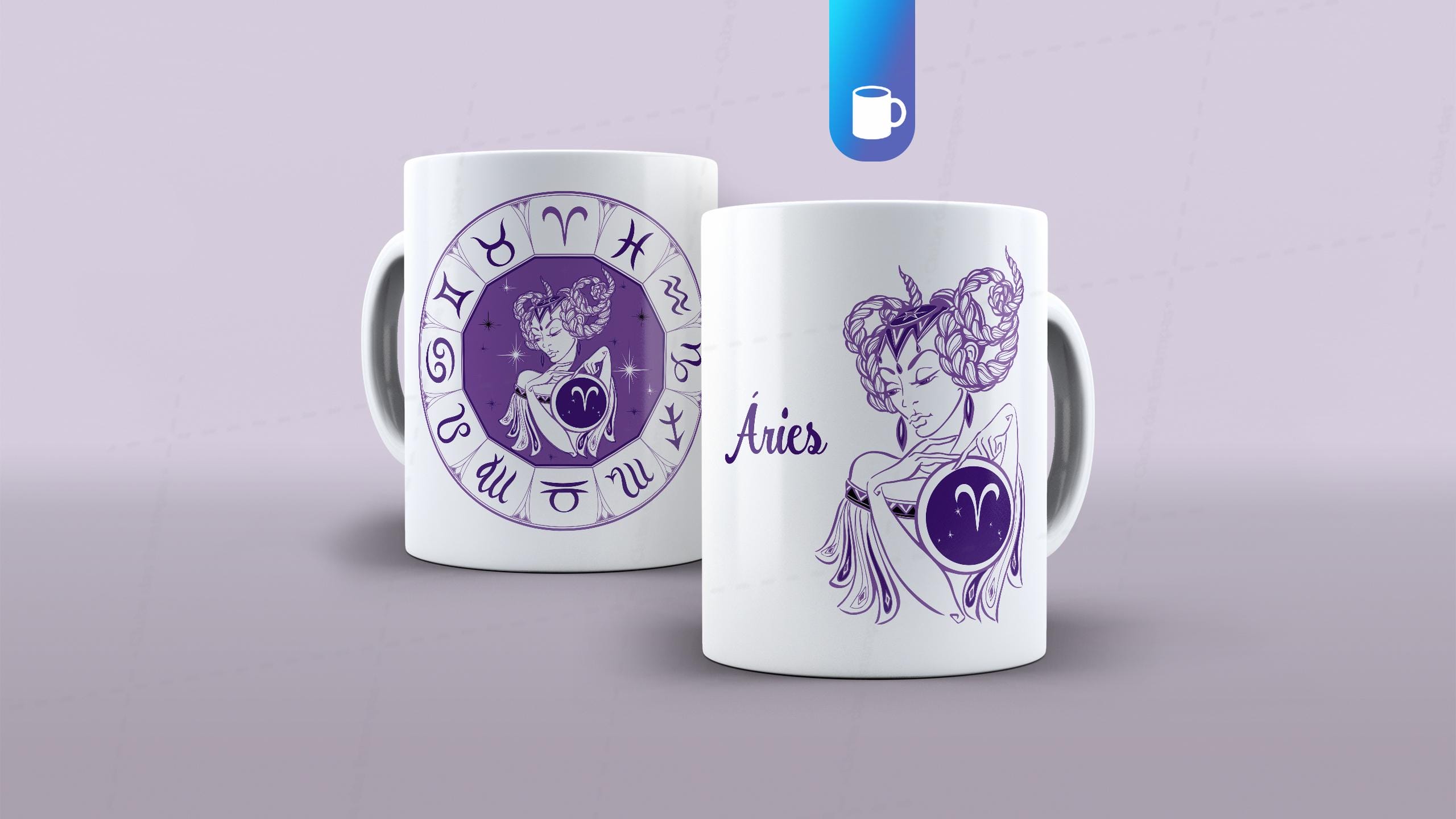 ARTE PARA CANECA SIGNO ÁRIES - CLUBE DAS ESTAMPAS-6235