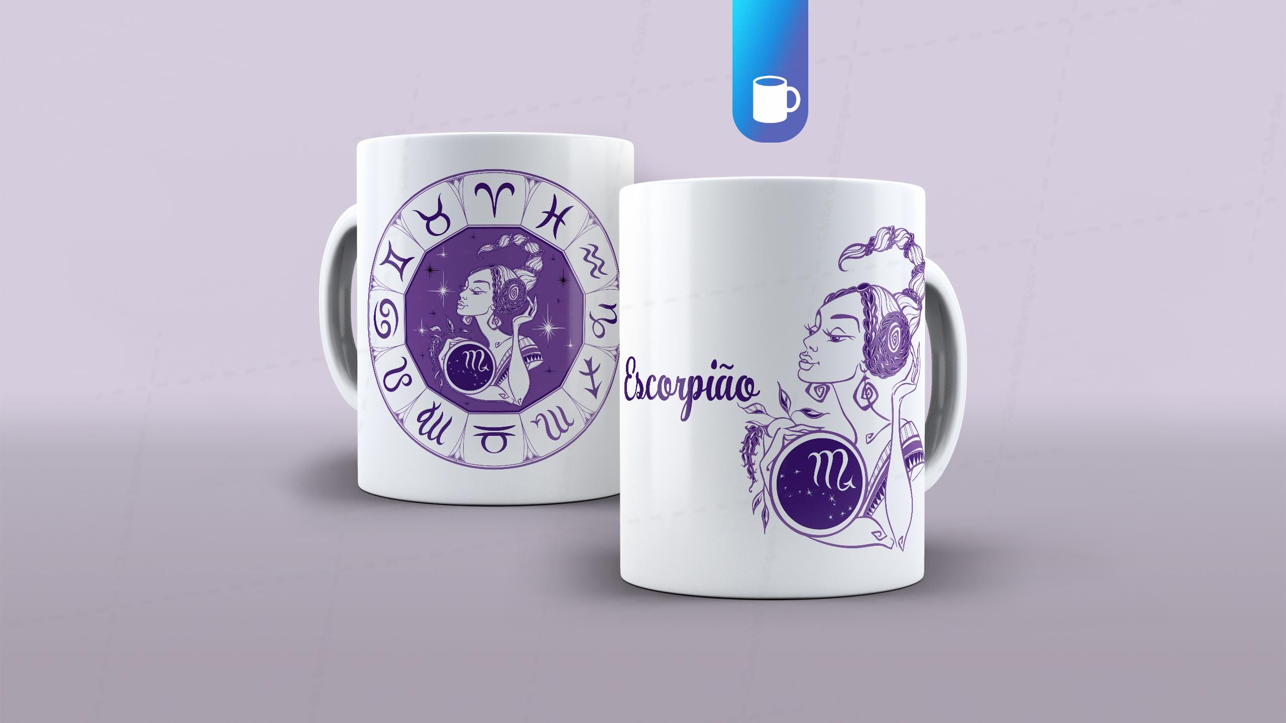 ARTE PARA CANECA SIGNO ESCORPIÃO - CLUBE DAS ESTAMPAS-6239