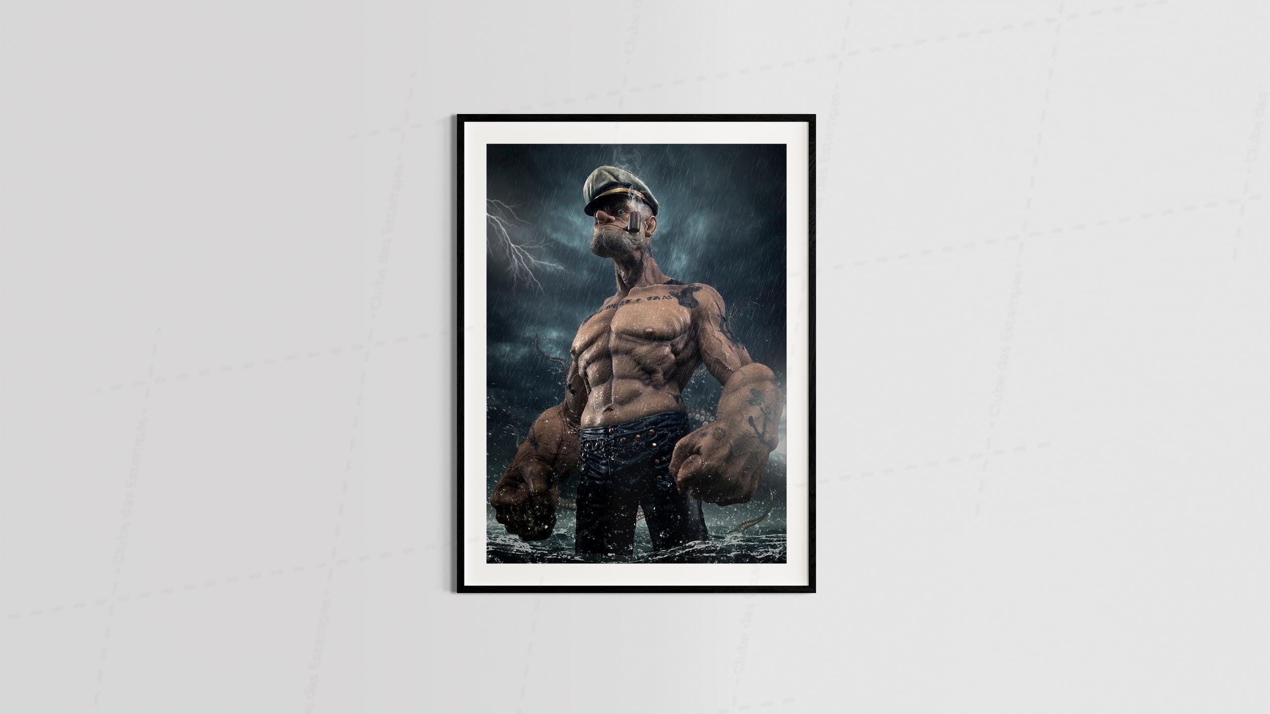 Arte marinheiro popeye estilo desenho animado geek maneira - para quadros e placas decorativos (29-6