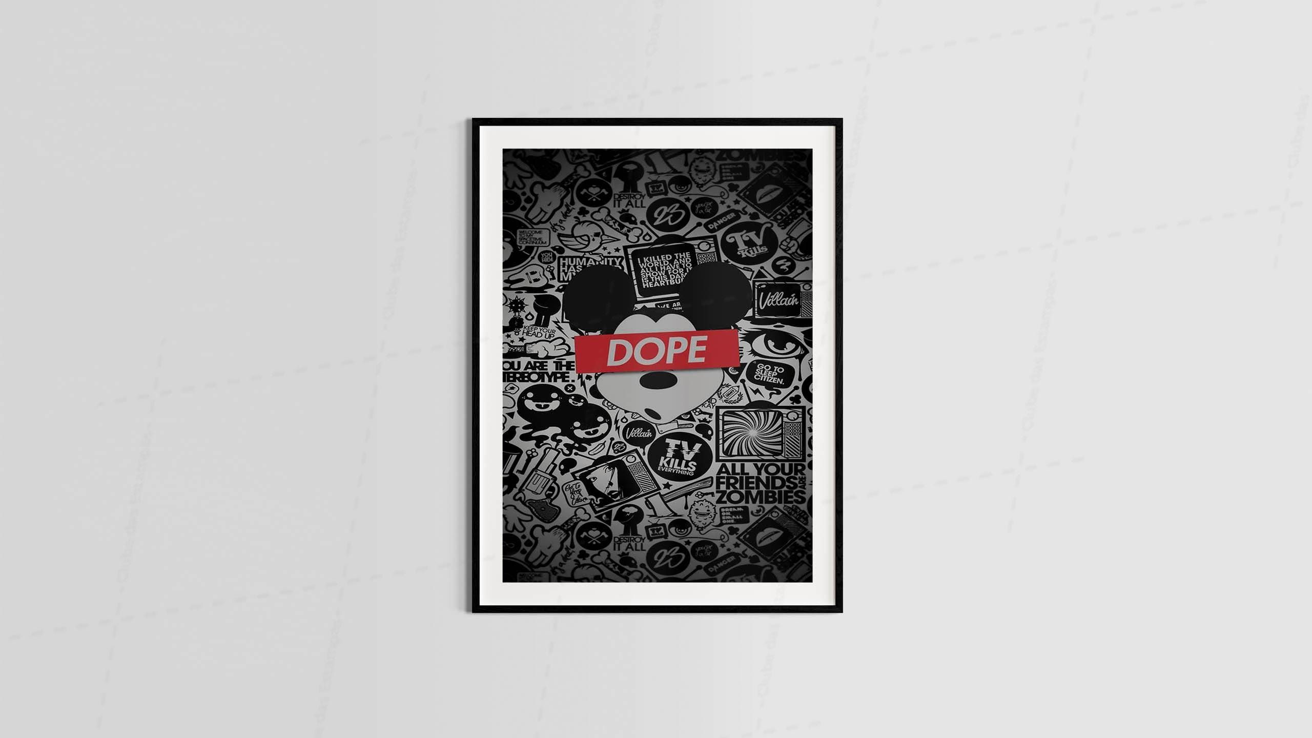 Arte mickey dope estilo desenho animado geek maneira - para quadros e placas decorativos (17-6318