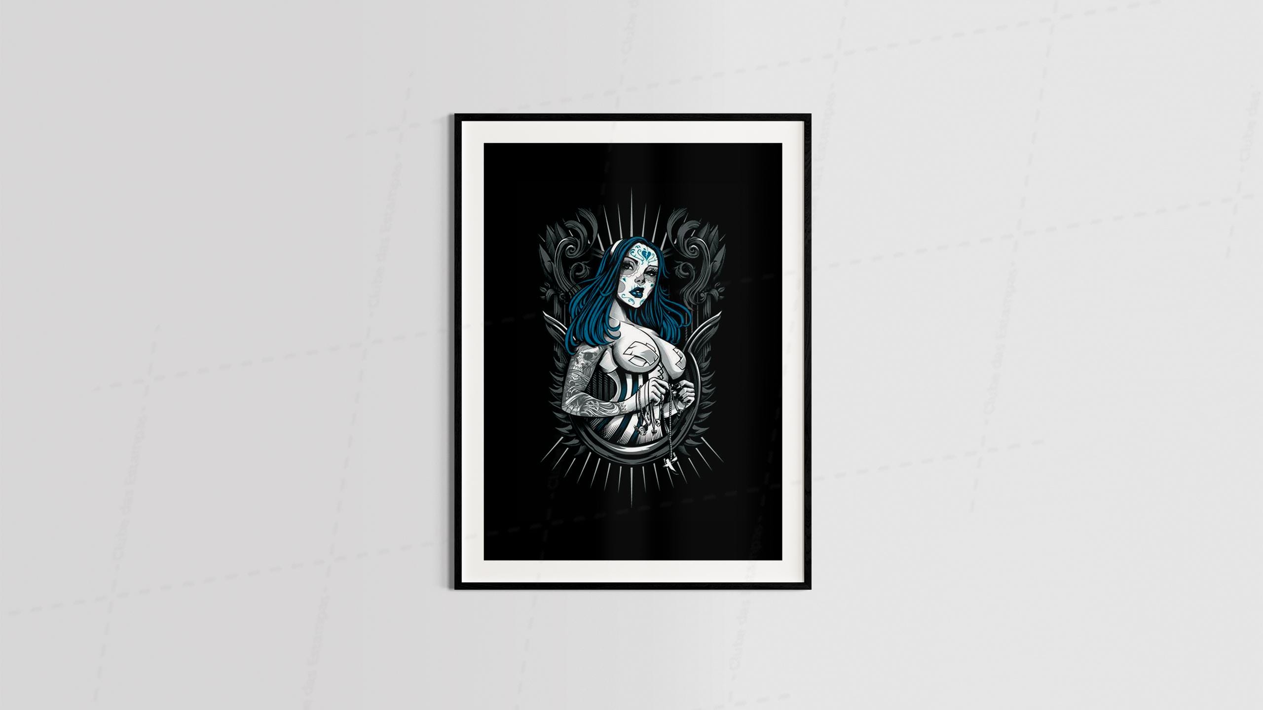 Arte mulher estilo tatuagem tema alternativo diversos pra quadros e placas-6432