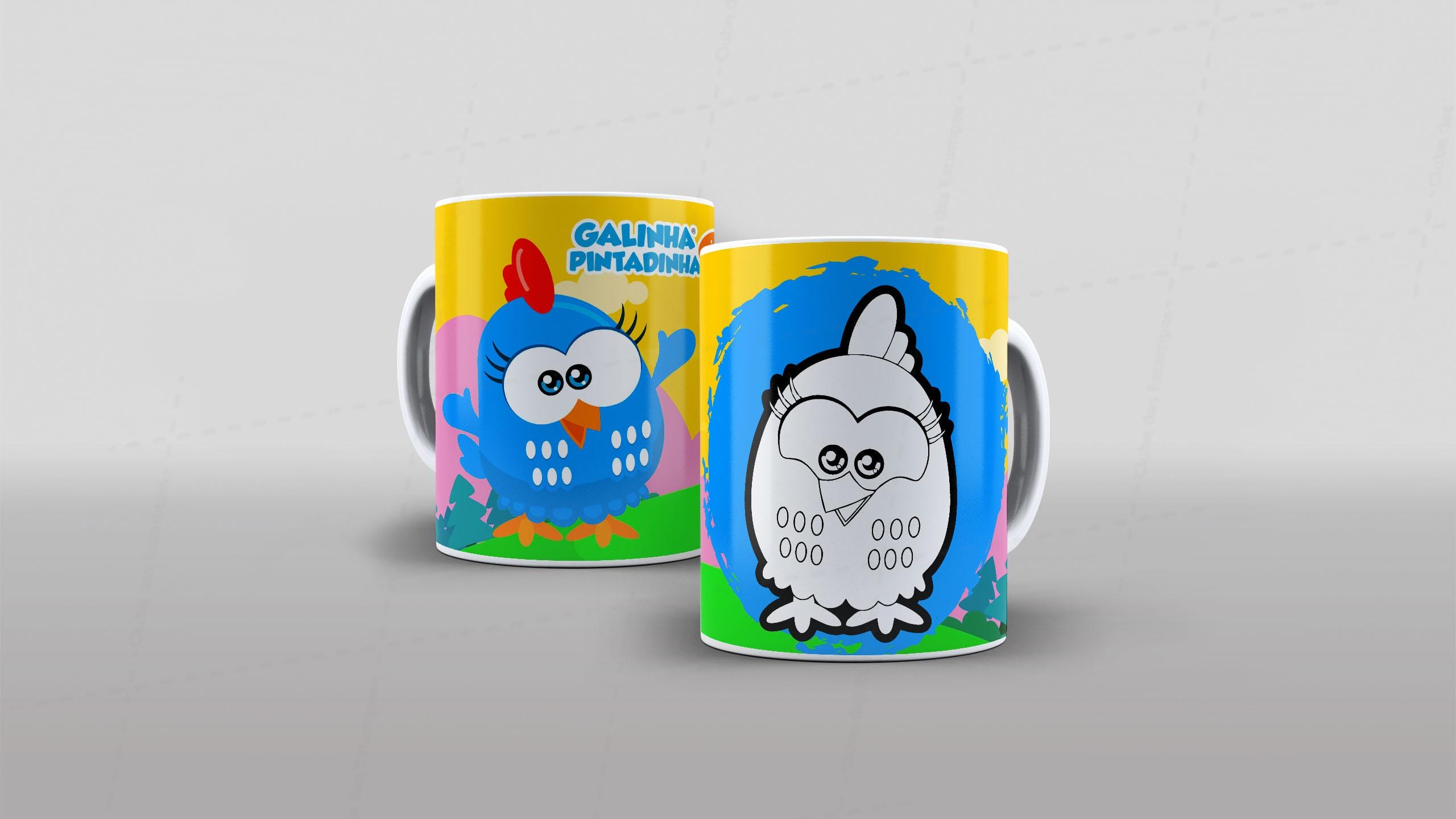 Arte Galinha Pintadinha Mini - CANECA POLÍMERO-6489