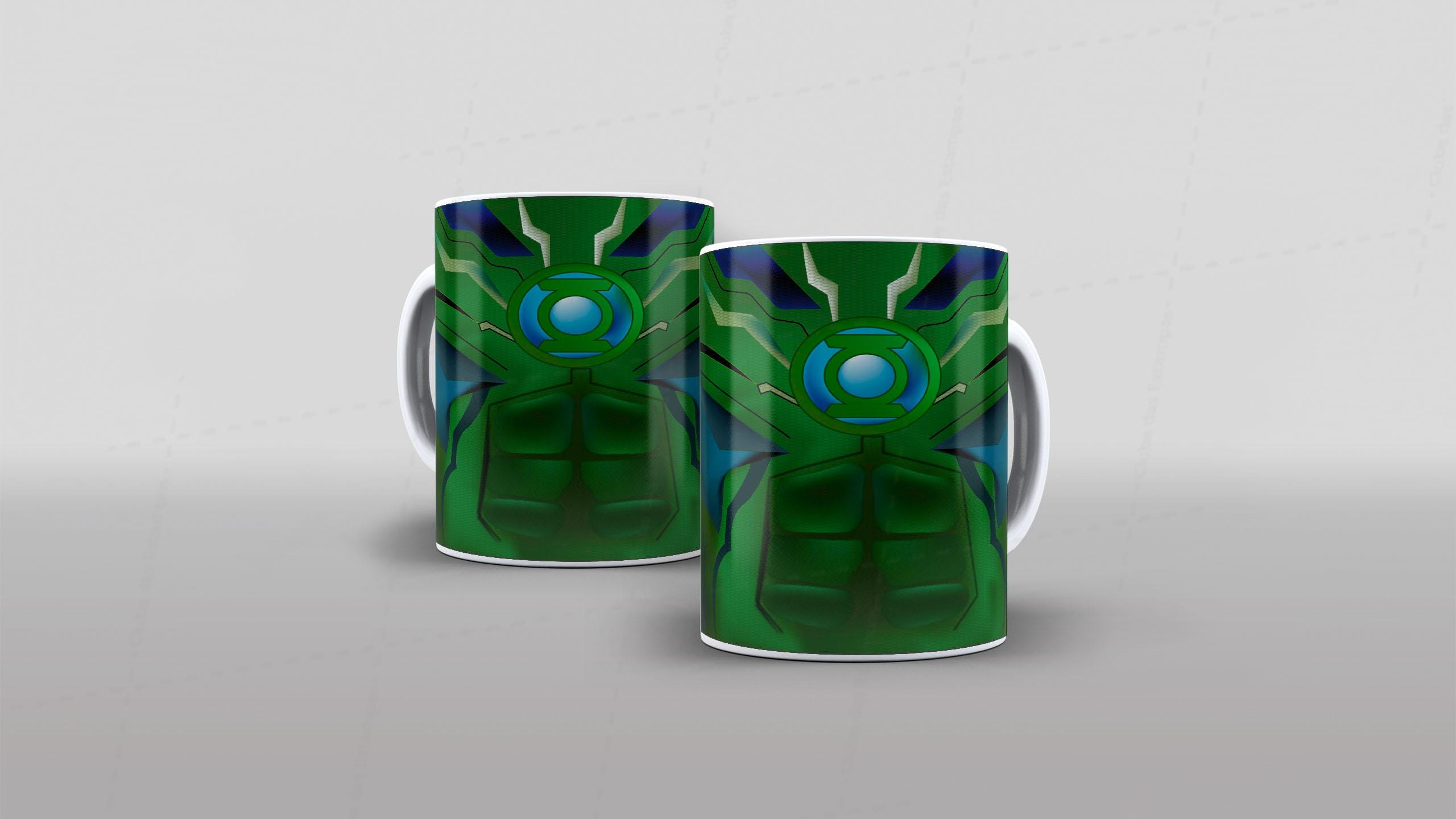 Arte caneca camiseta corpo roupa herois DC lantena verde 2-6556