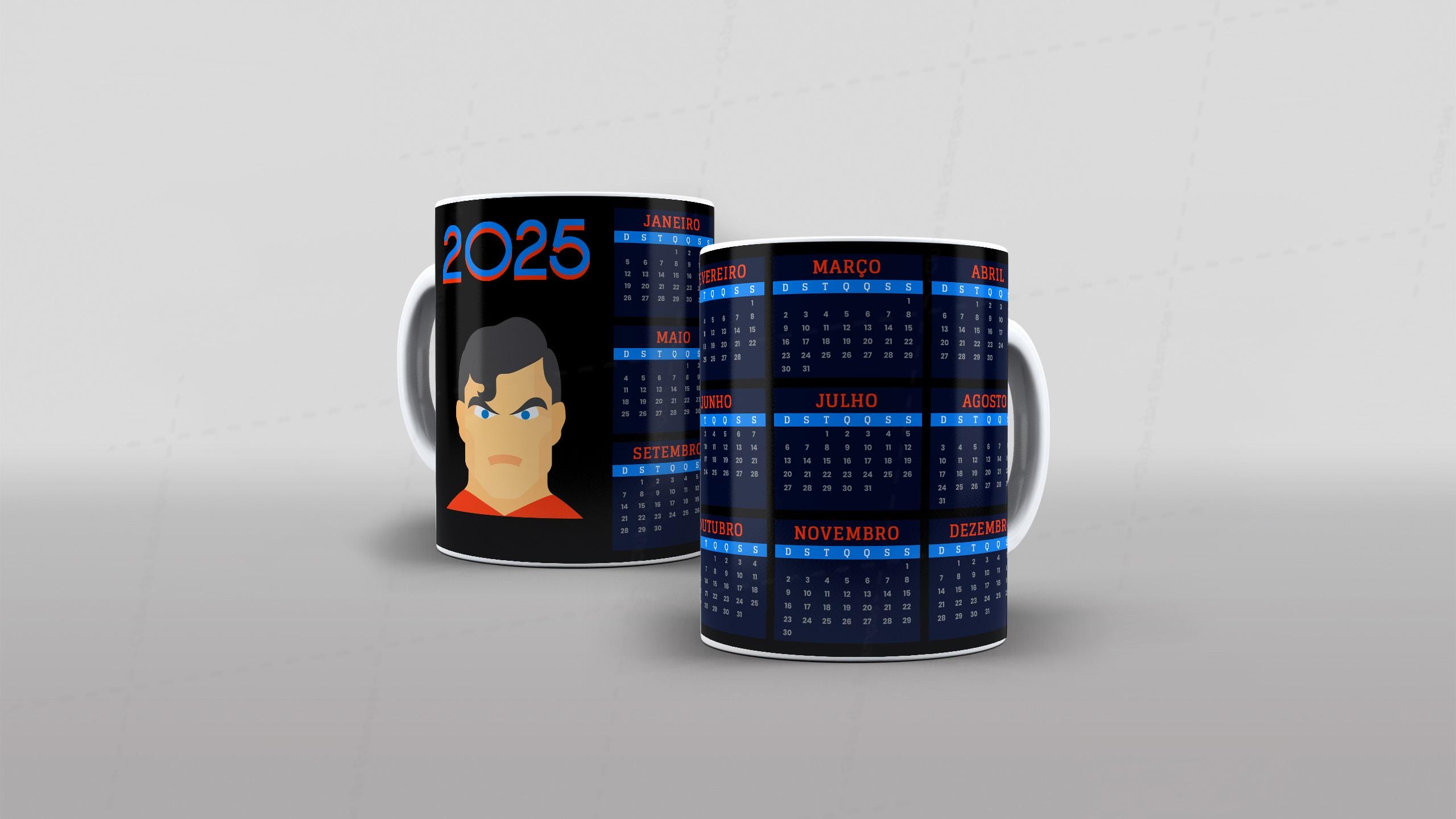 Arte calendario 2025 Super Homem para caneca  clube das estampas-7891