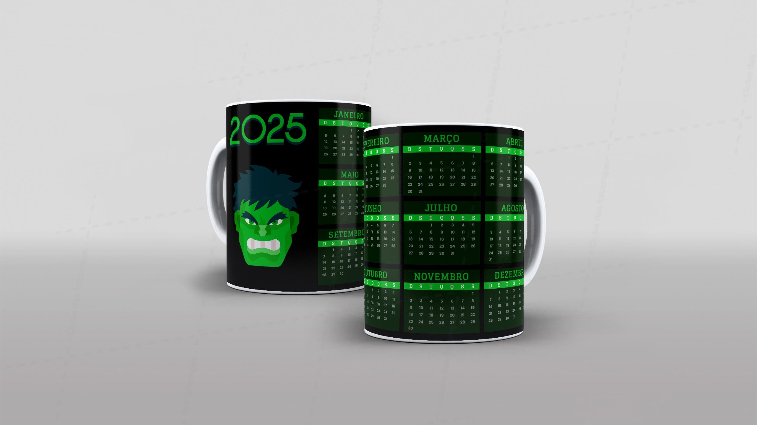 Arte calendario 2025 hulk para caneca-7893