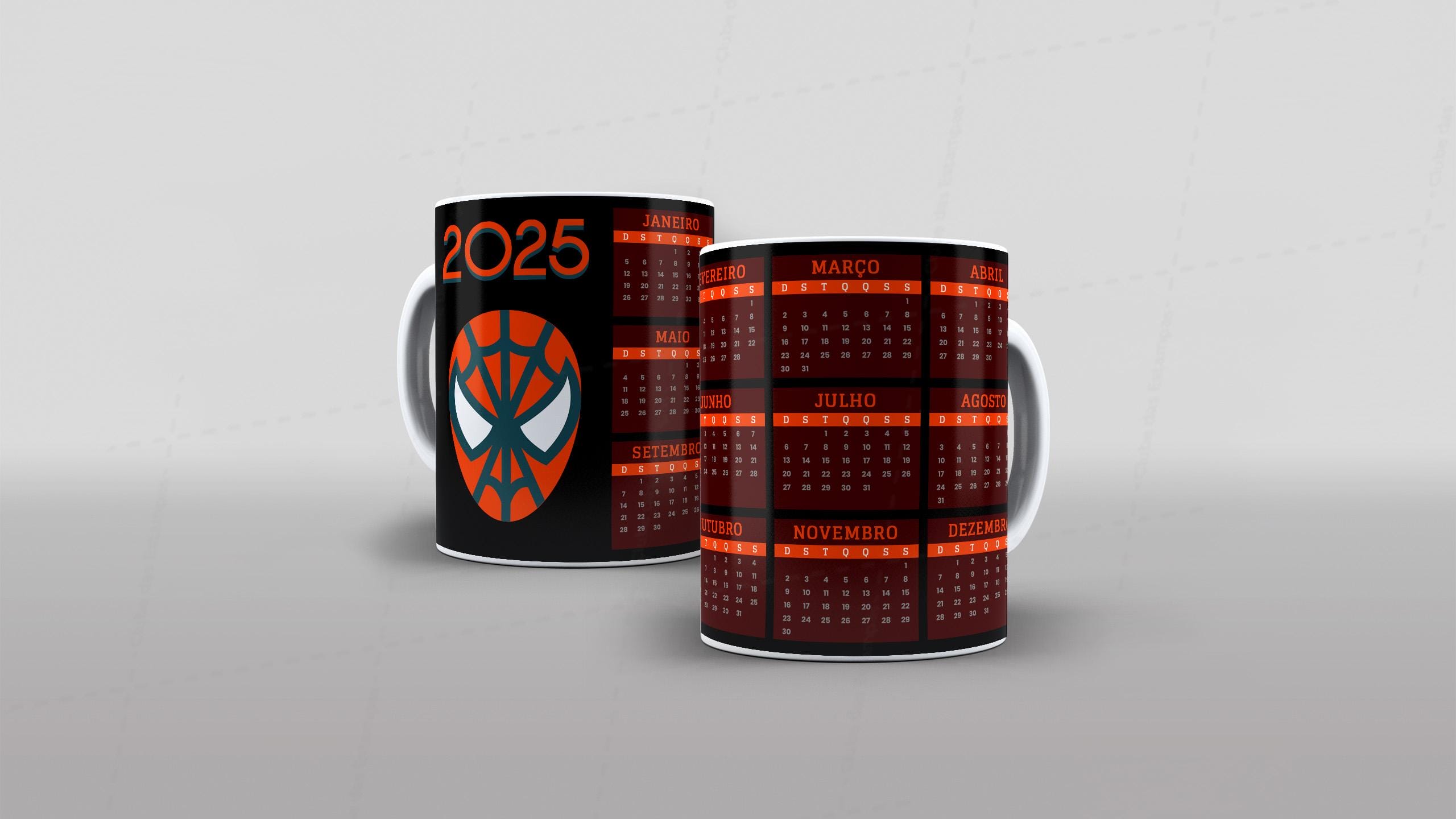 Arte calendario 2025 Homem aranha para caneca-7894