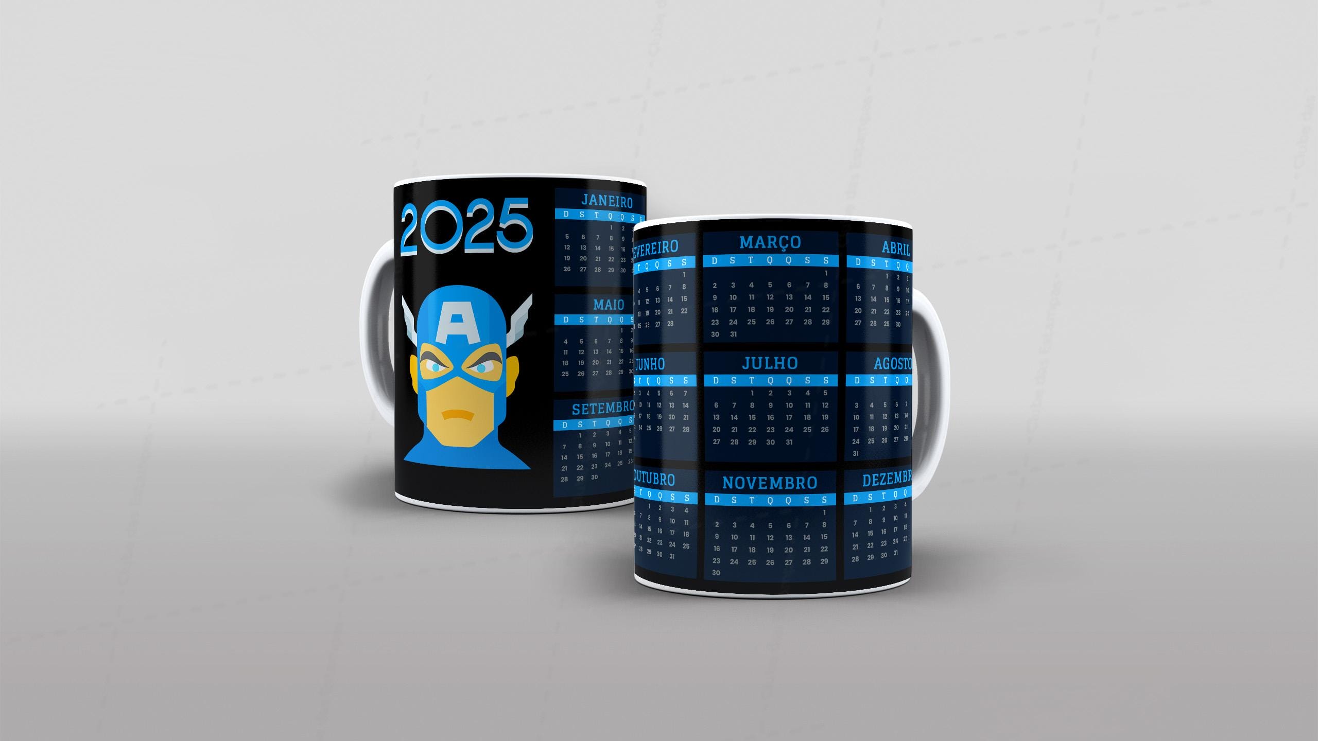 Arte calendario 2025 capitao america para caneca-7896
