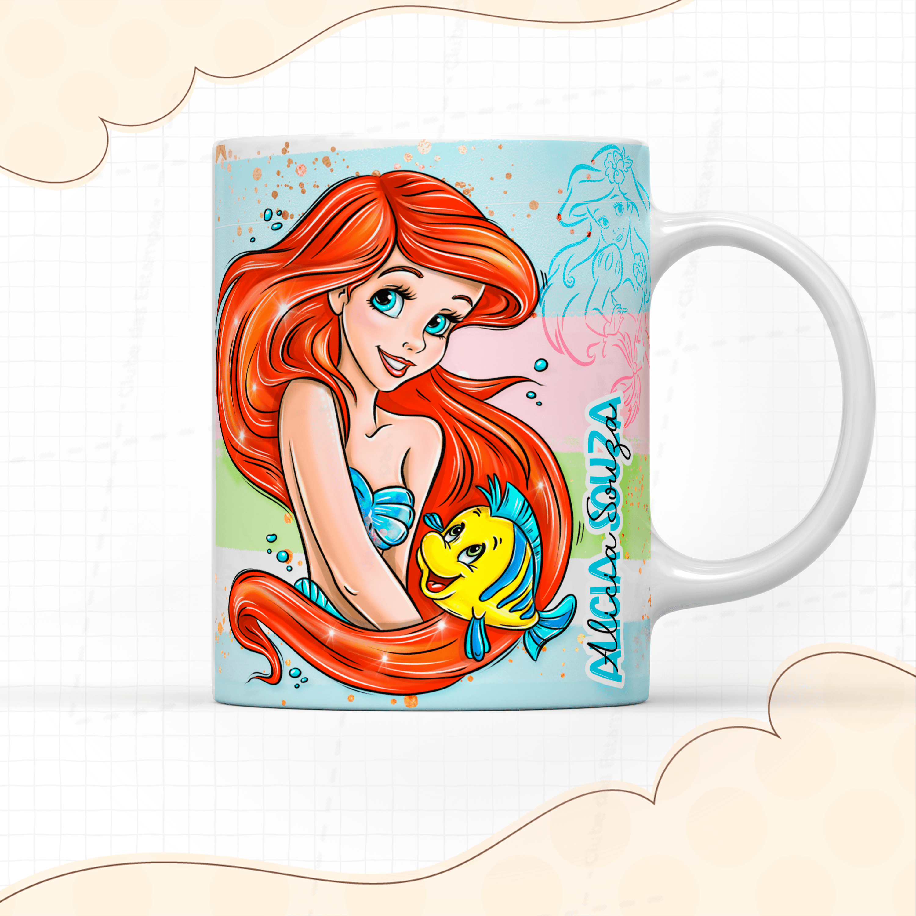 Arte para caneca princesa sereia ariel-7904