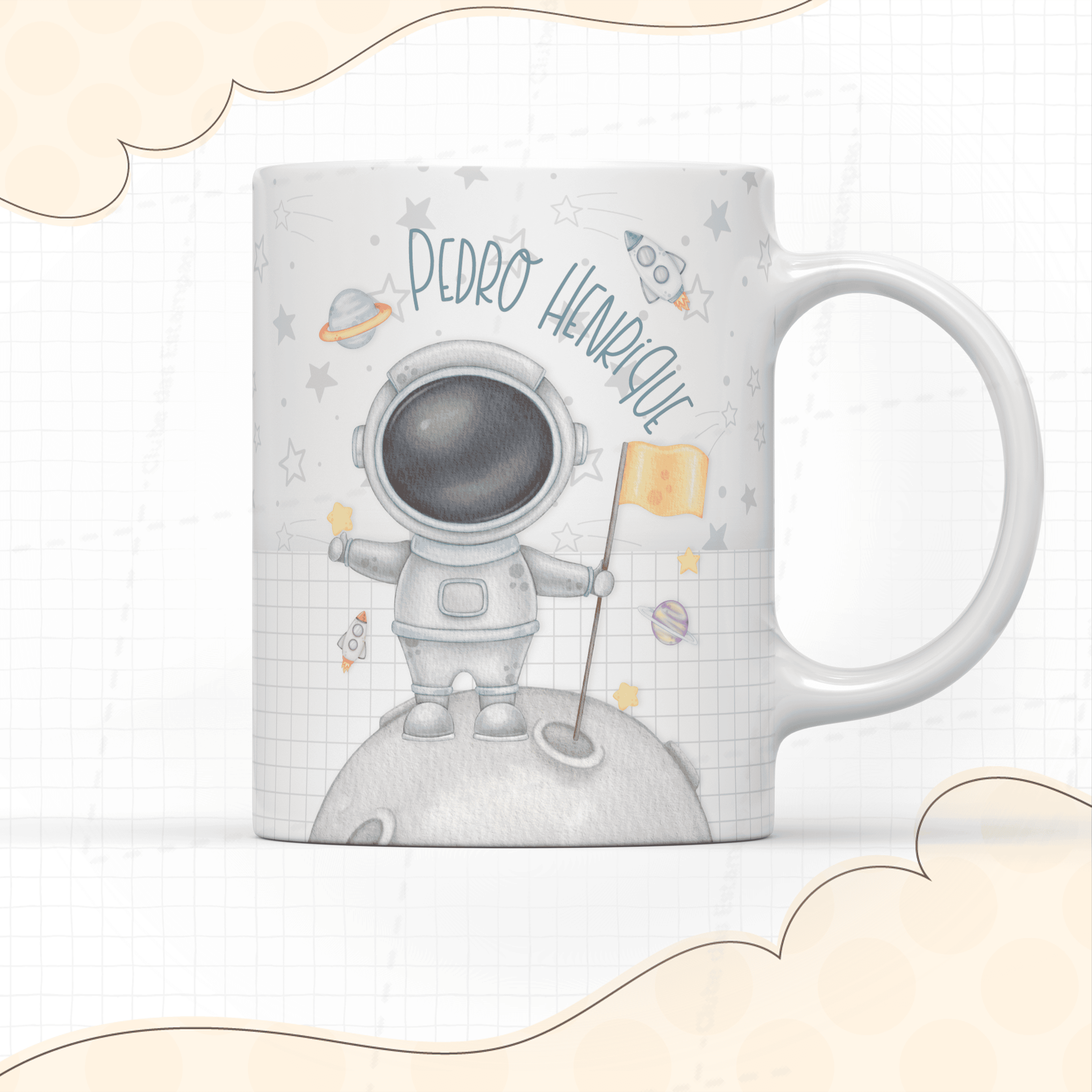 Arte para caneca astronauta com nome-7908