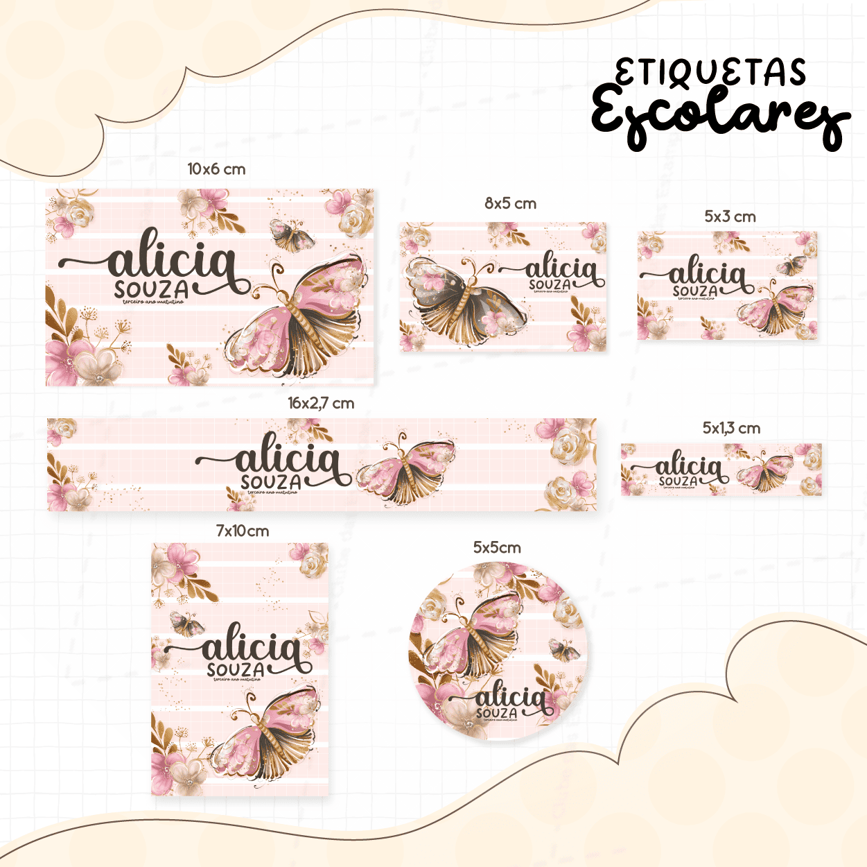 Arte etiquetas escolares borboletas com nome-7916