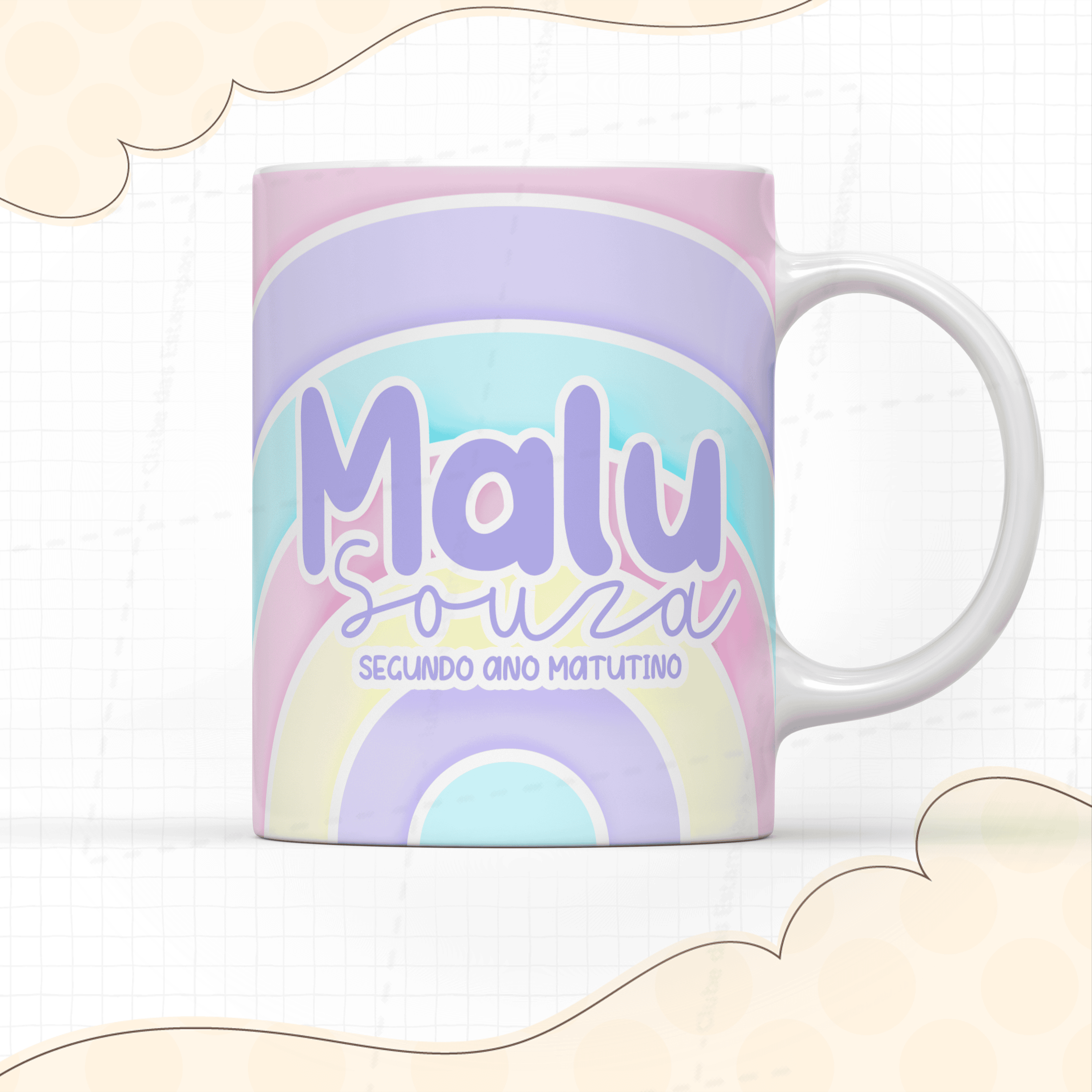 Arte para caneca candy color com nome-7924