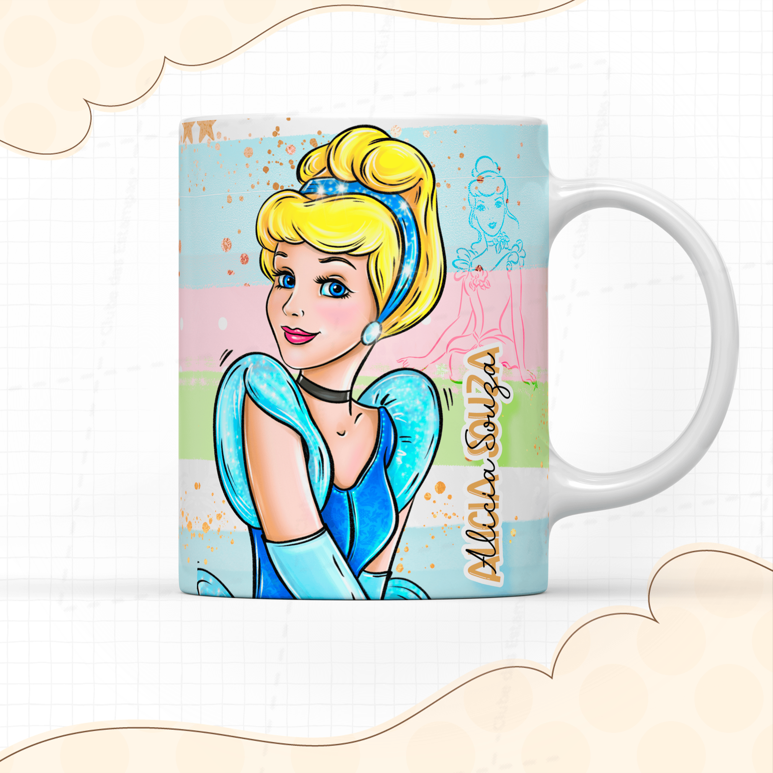Arte para caneca cinderela com nome-7928