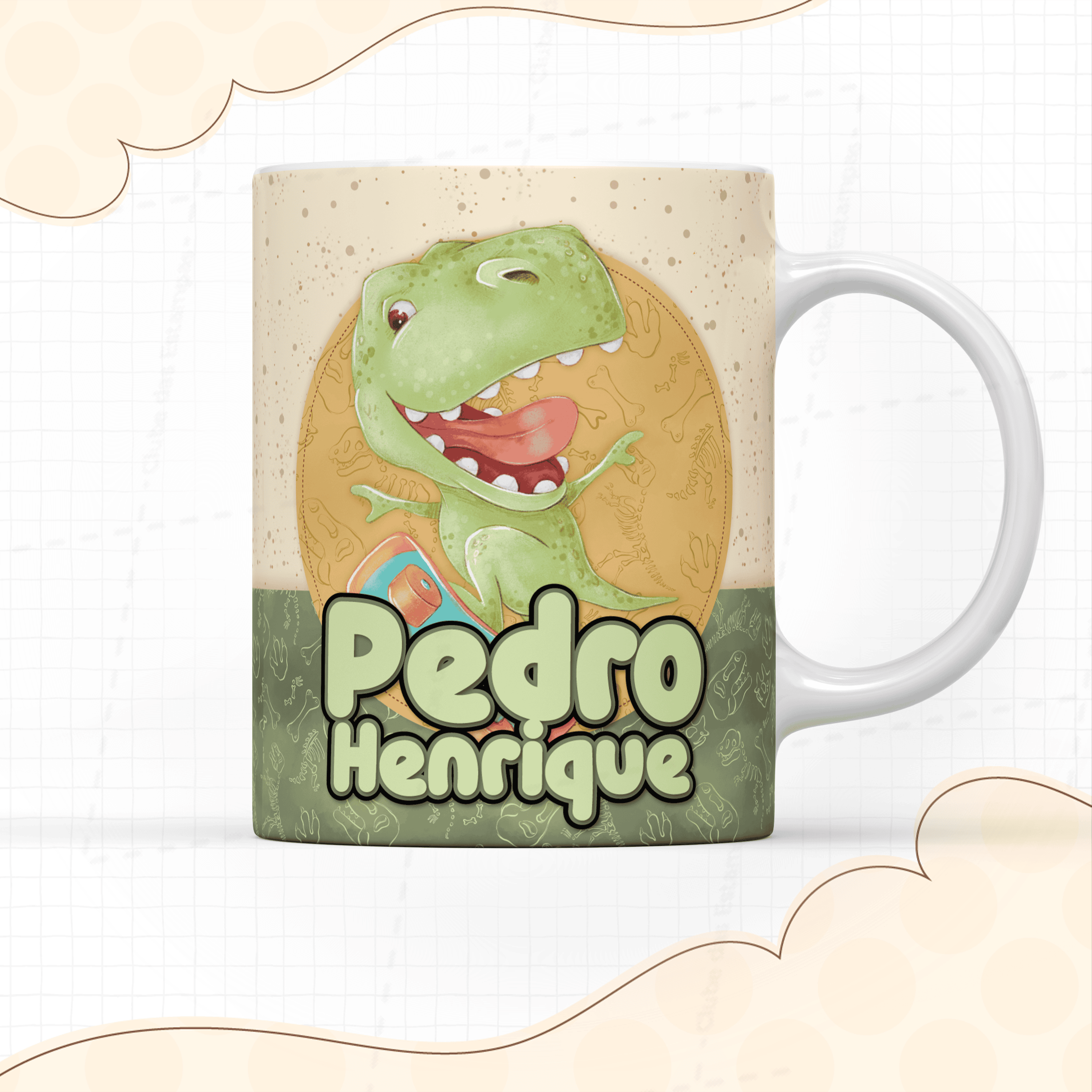 Arte para caneca Dinossauro Rex com nome-7930