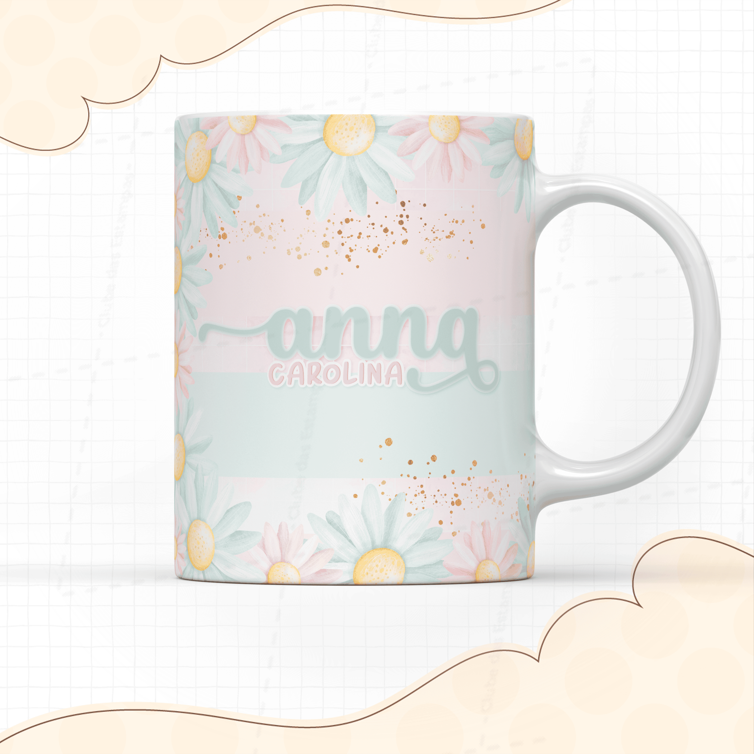 Arte para caneca margaridas com nome-7933