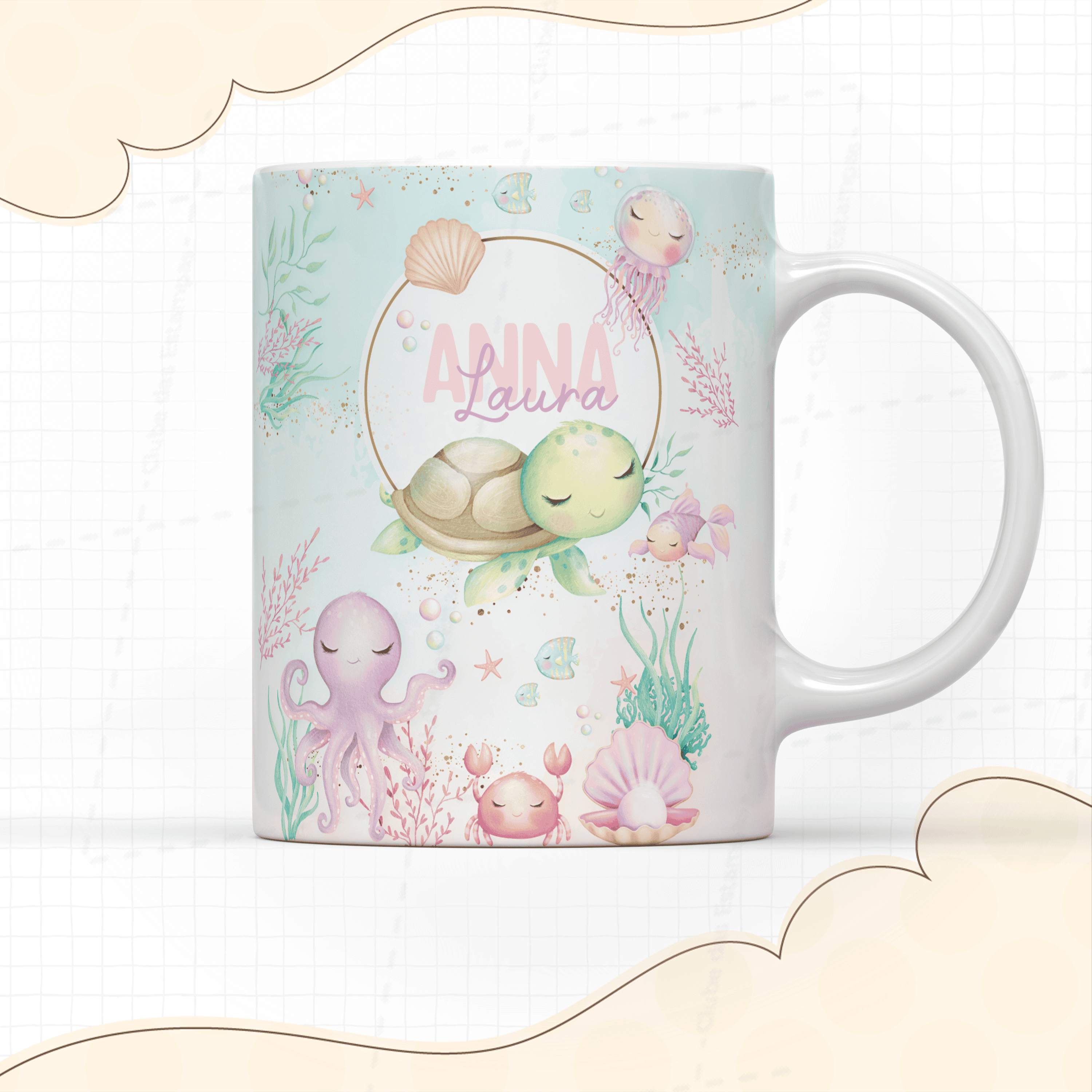 Arte para caneca fundo mar com nome-7935
