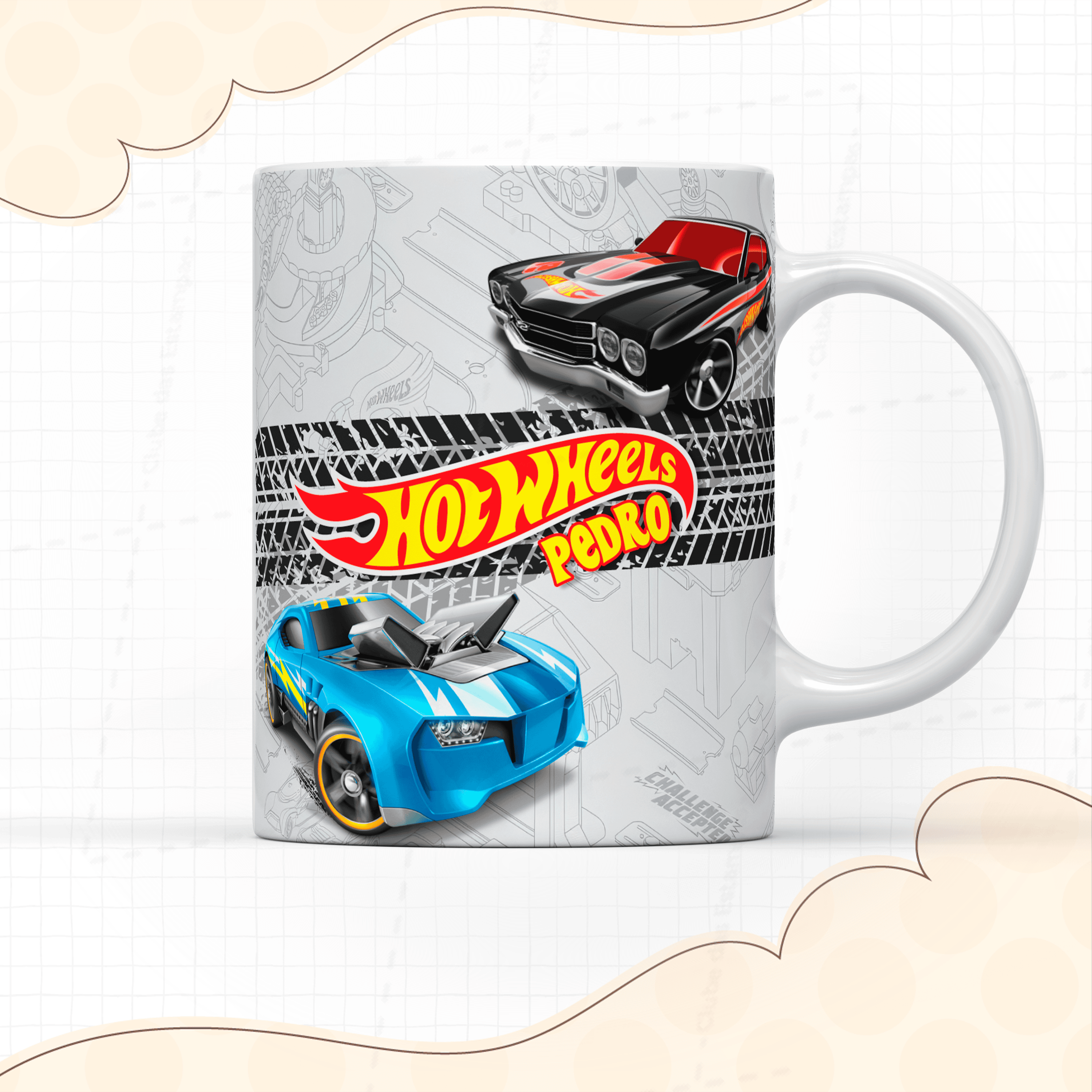 Arte para caneca hot wheels com nome-7948
