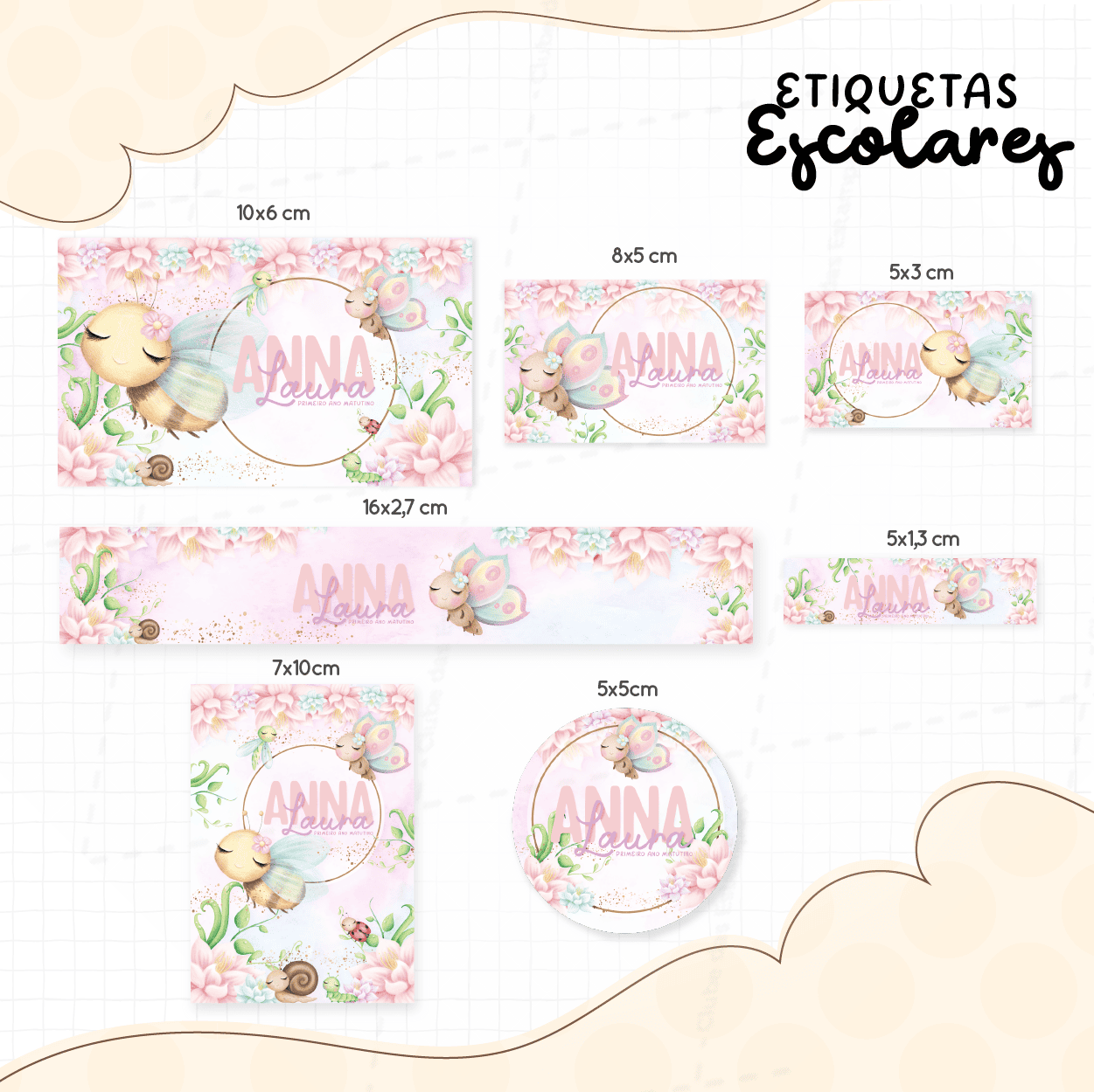 Arte etiqueta escolares Jardim com nome-7951