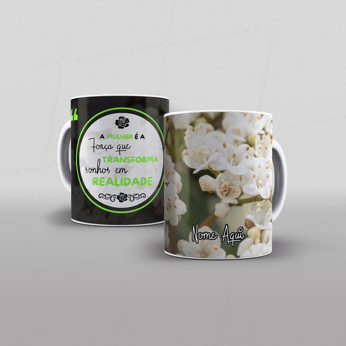 Arte a mulher e a força que transforma sonhos em realidade para caneca com nome-7966