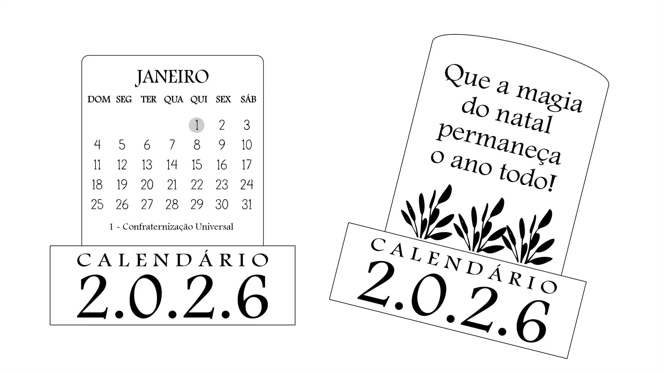 Calendário de mesa 2026