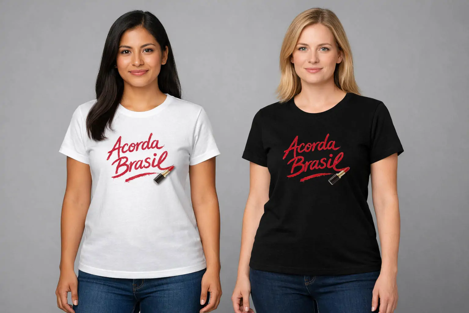 Arte para camiseta Acorda Brasil Polêmica Escrita de baton vermelho