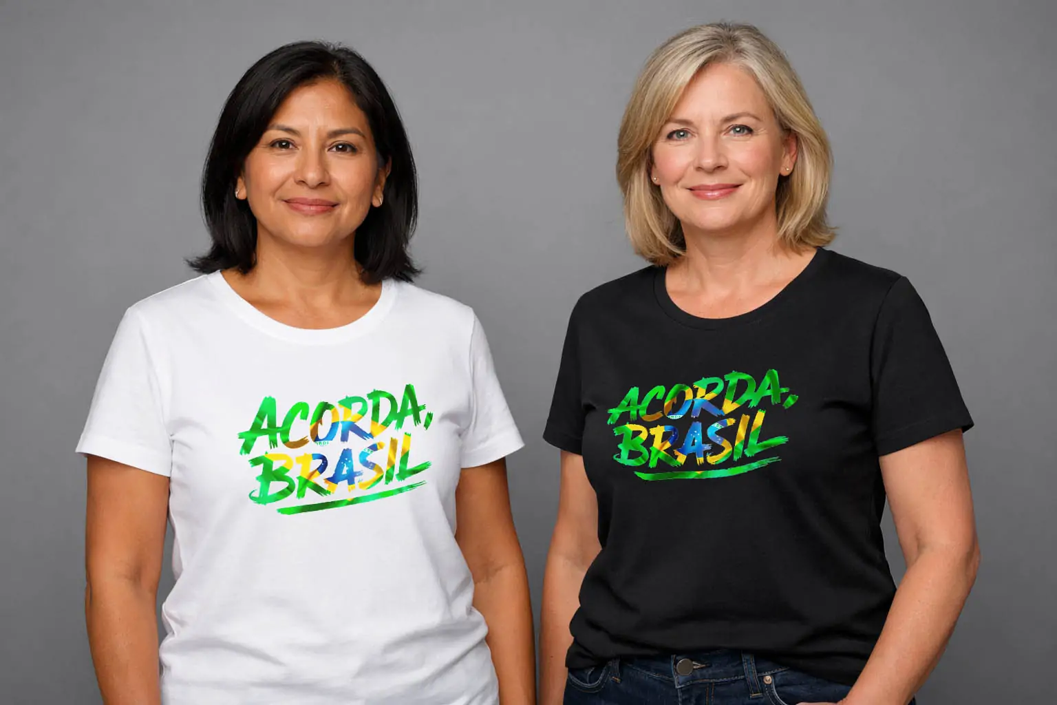 Arte pra camiseta Acorda Brasil com Bandeira Brasileira