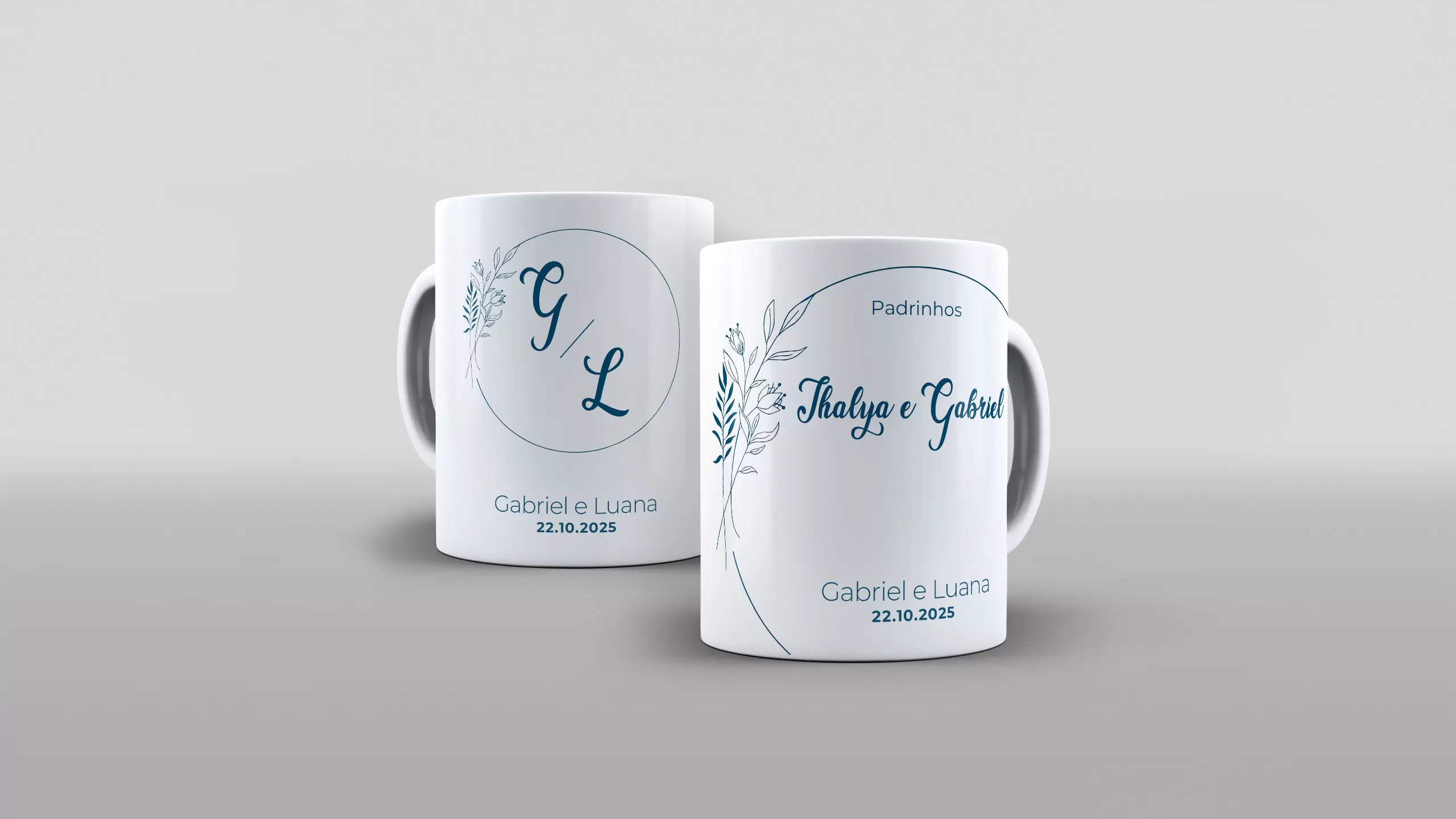 arte ramo de flores para convite de padrinhos para caneca